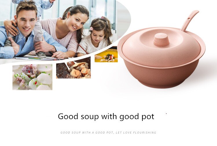 Vaisselle en paille de blé style japonais avec couvercle bol à soupe ménage grand bol à soupe binaural haute température avec couvercle