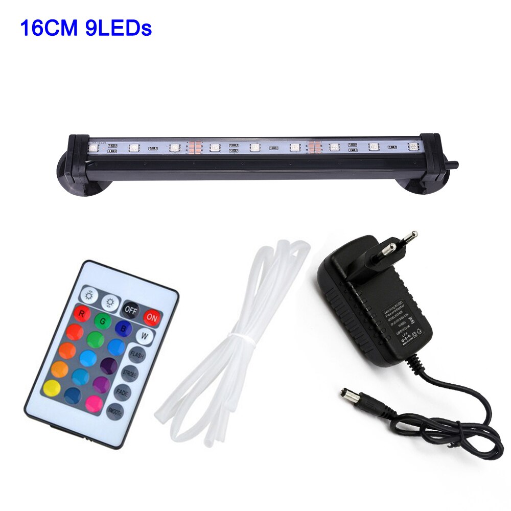 5050 Rgb Waterdichte Luchtbel Lamp Led Aquarium Aquarium Licht Dimbare Afstandsbediening Dompelpompen Licht Maken Vis Zuurstof: EU Plug 16cm