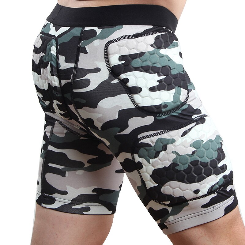 Mænds tykkere kompression sports camo tynde anti-kollision shorts til rugby fodbold ski træning bikage lårbeskytter