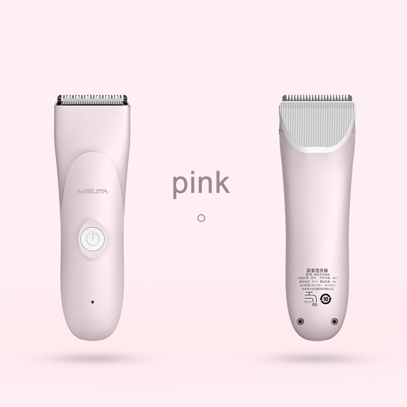 Electric Baby Hair Clipper Quiet Safe Kids Hair Cutter Rechargeable Portable Waterproof Hair Trimmer DIY Children Haircut: Pink