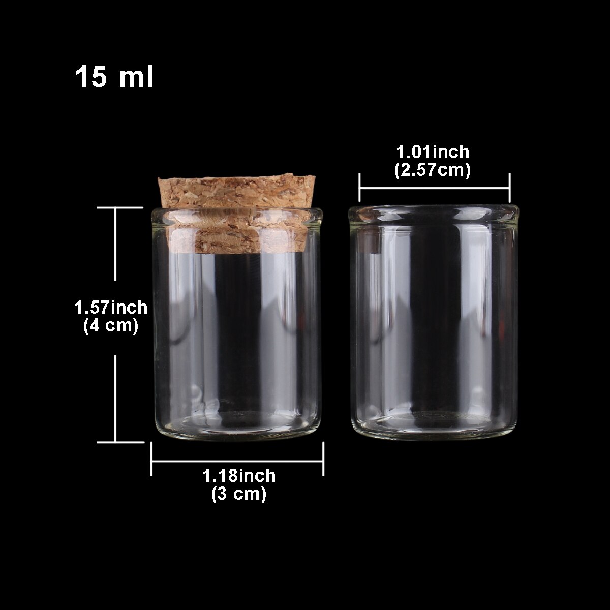 15ml/25ml/30ml/35ml/40ml/45ml/50ml/55ml/60ml/80ml/100ml små provrör i glas med korkpropp flaskor burkar injektionsflaskor 24 st: 15ml(30 x 40mm)