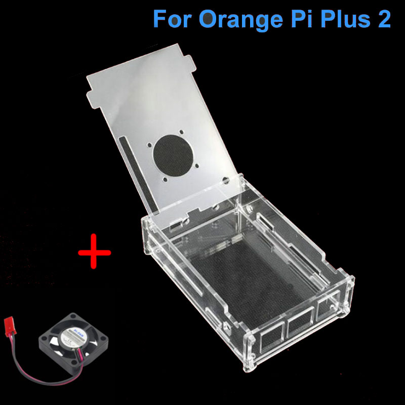 Acryl Case met Koelventilator voor Oranje Pi Plus 2 Plastic Transparante Shell voor Oranje Pi Plus 2 Clear case