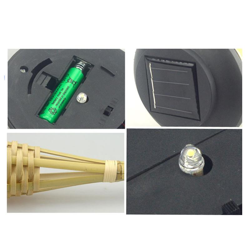 2Pcs Outdoor Garden Solar Bamboe Fakkel Verlichting Landschap Pathway Solar Torch Lights Solar Gazon Spike Spots (Warm Licht)