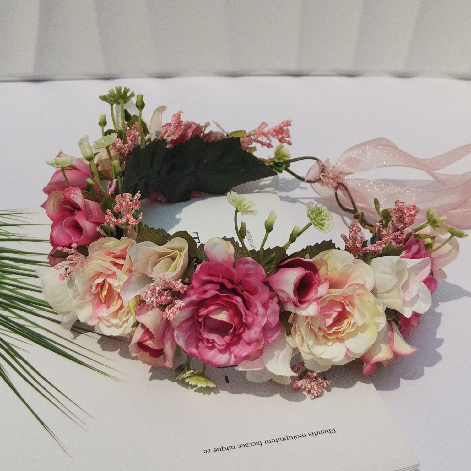 corona di fiori di peonia rosa corona di fasce per... – Grandado