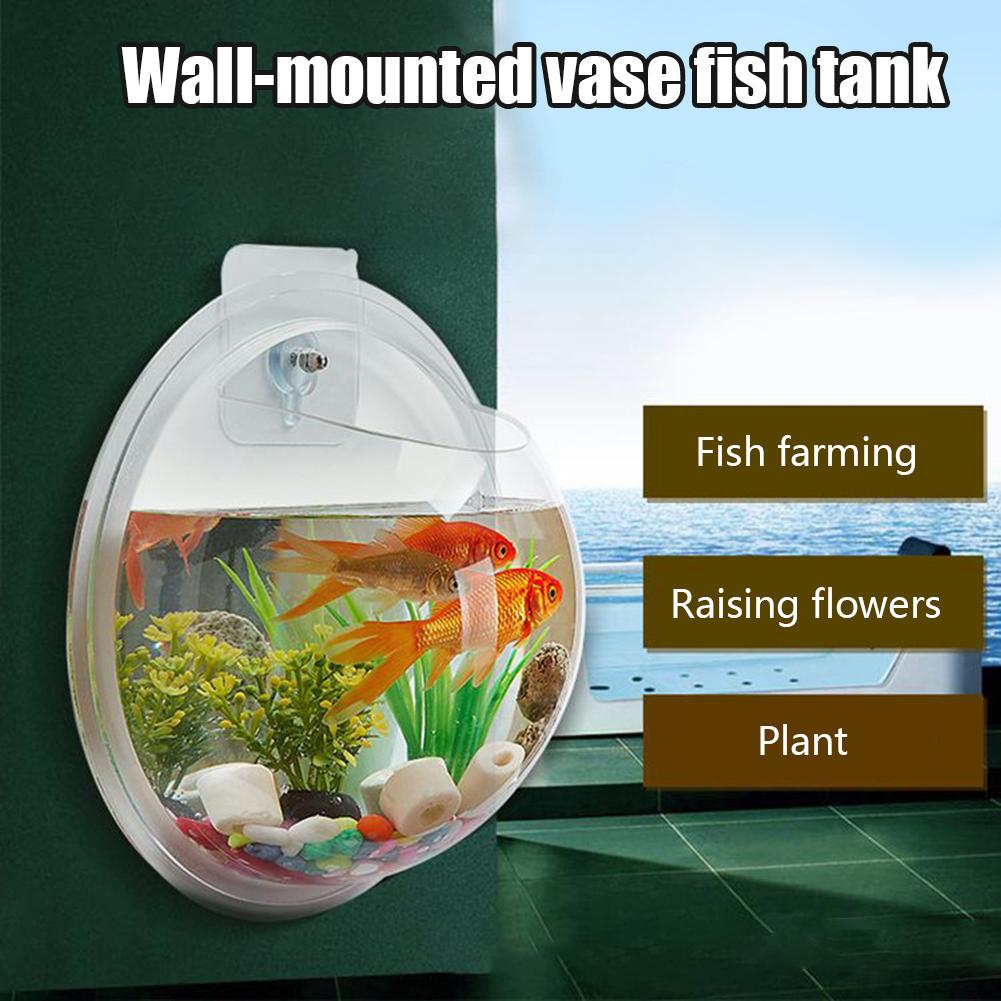 Acrylic Fish Bowl Wall Hanging Small Fish Tank Aquarium Plant Ecology Pot Home Wall Decoration Aquatic Pet Supplies