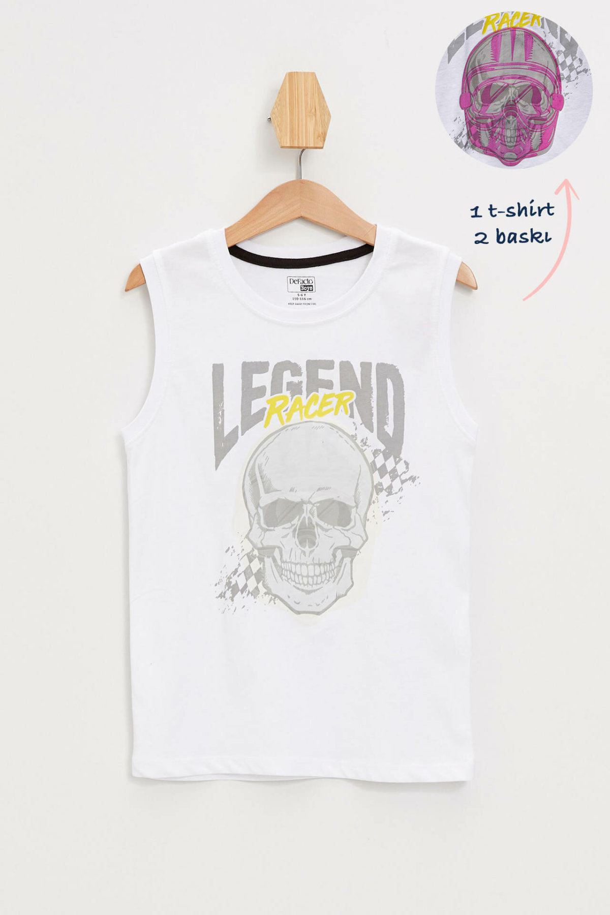 de facto Sommer Junge Oansatz Weste freundlicher Lässig Schädel aufbringen Panzer Jungen Spitzen Sport Komfort Weiß Neue-K7027A619SM