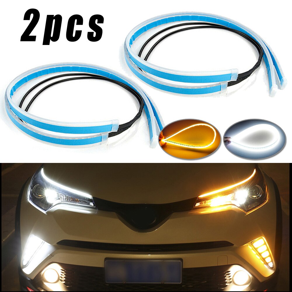 Dc 12v led koplamp strip smd 3014 lampen vervangende auto 2 stuks flexibel