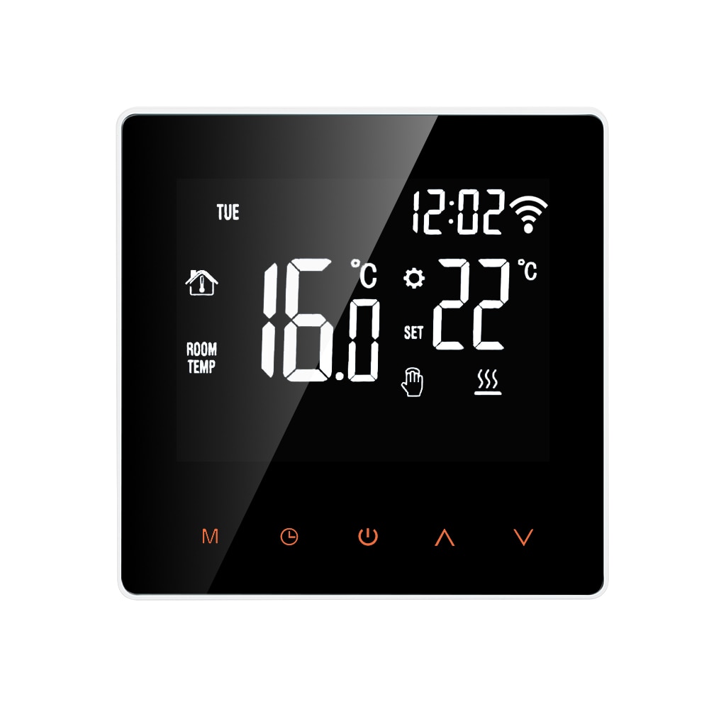 Wifi smart termostat app kontrol digital temperatur controller lcd display berøringsskærm elektrisk gulvvarme termostat: Hvid / Trådløst internet