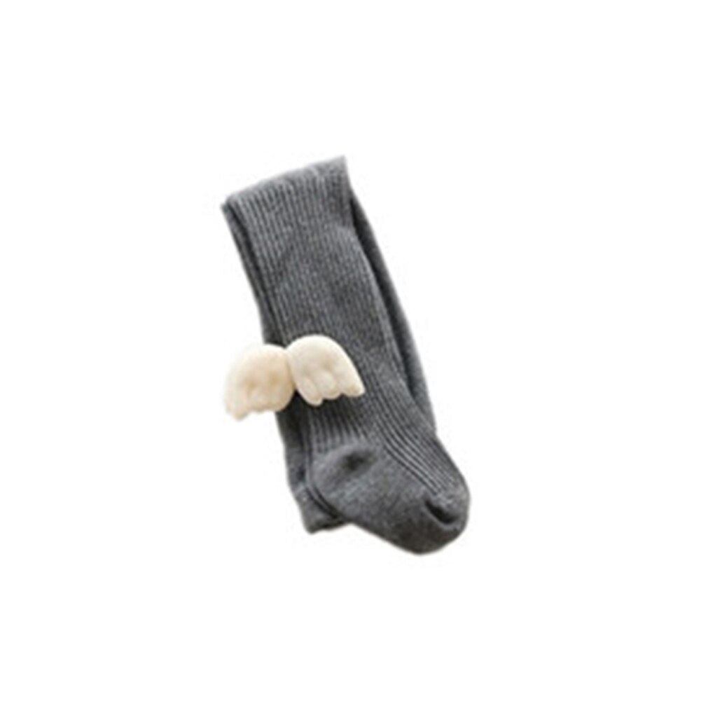Infantile enfants bébé filles collants ailes d'ange couleur unie câble tricot Leggings doux coton collants: Gris foncé / 6-8T