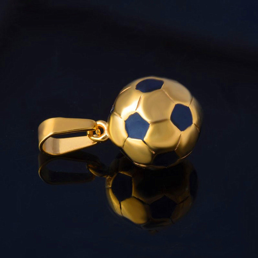 Football Soccer Pendant Necklaces Ball Enamel Jewelry Sporty Gold Stainless Steel Chain soccers fans