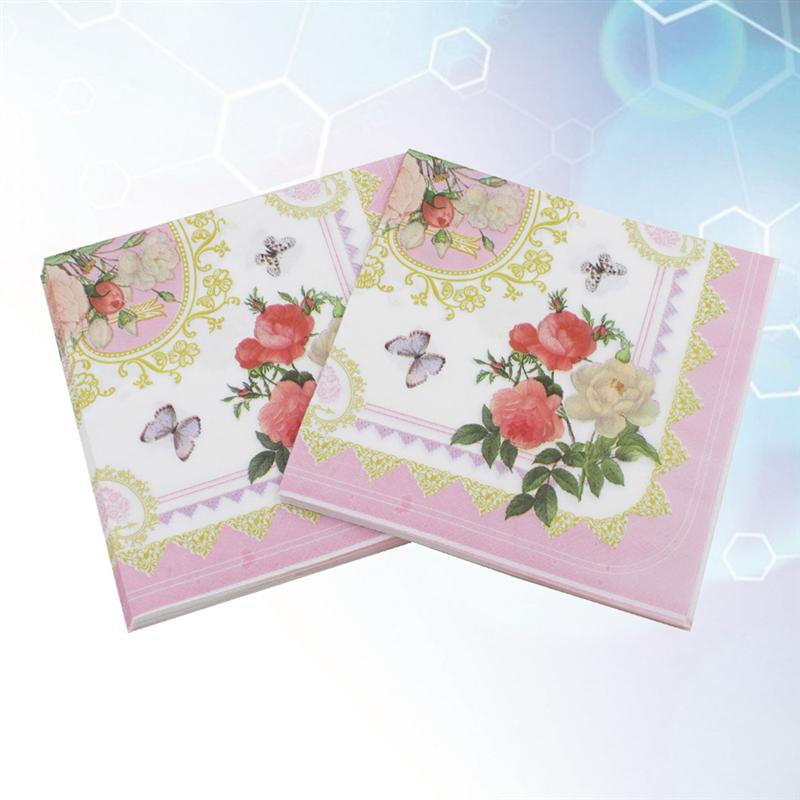 20 Sheets/Pack Servetten Zachte Afdrukken Mooie Bloemen Papieren Handdoek Weefsels Feestartikelen Voor Festival Bruiloft Verjaardag