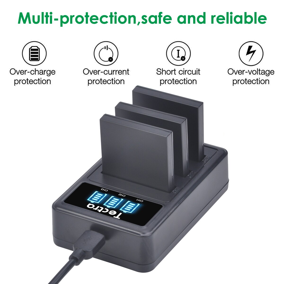 DMW-BCK7 Batterie + LED USB Chargeur pour DMW BCK7E BCK7PP NCA-YN101G Panasonic Lumix DMC-FH25 FH27 FP5 FP7 FS16 FS22 FS35 FS37 S1
