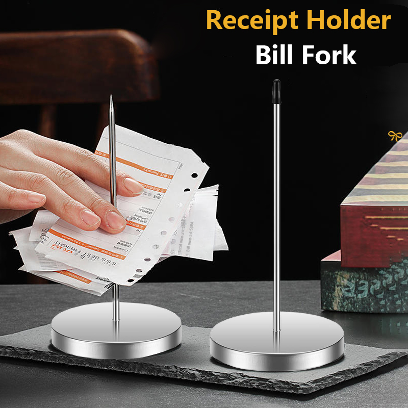 Bill Fork Desk Receipt Holder Restaurant Cafes Receipts Office Check Bill Fork Spindle Straight Rod Paper Holder