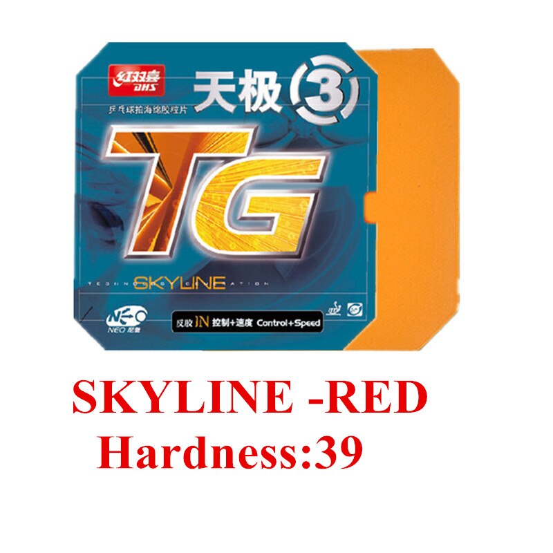 Dhs neo skyline  tg3 tg-3 tg 3 kontrol + speed pips-in bordtennis pingpong gummi med orange svamp 2.15-: Rød  h39