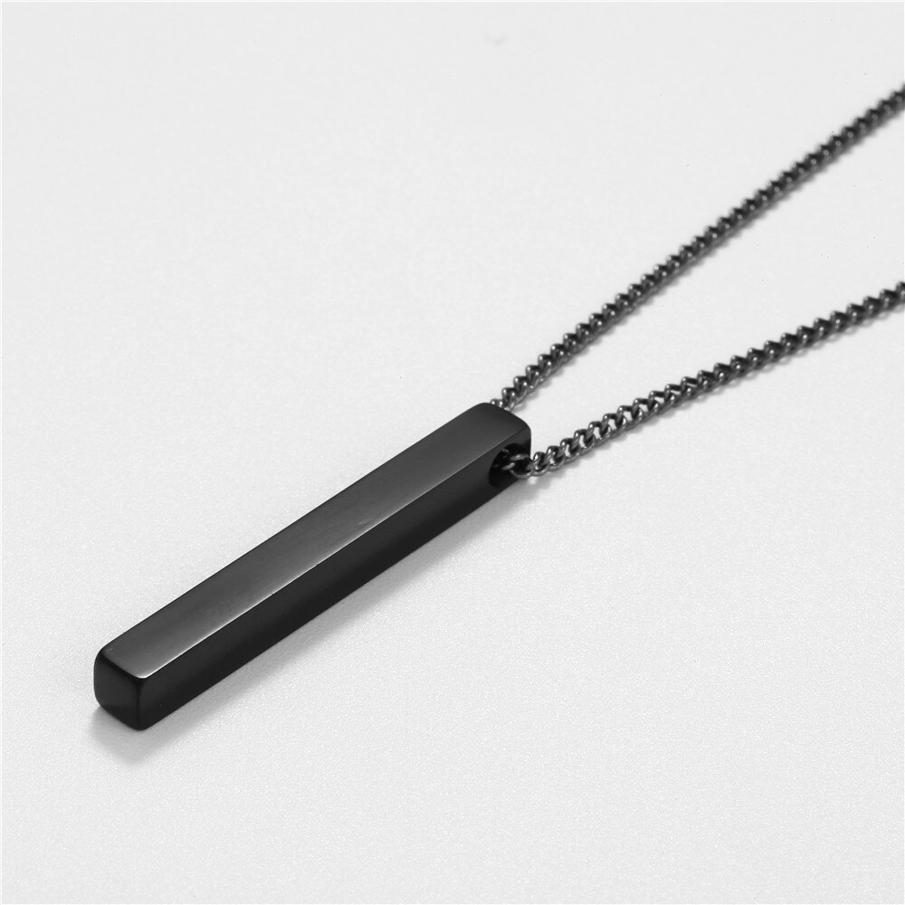Classic rectangular pendant necklace for men, stainless steel, black color, cuban chain necklace for men, jewelry 2022