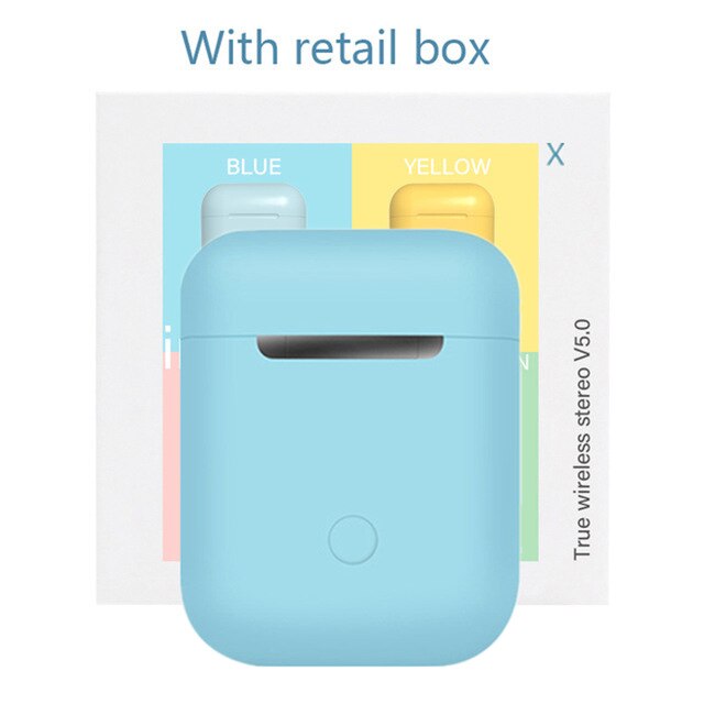 Original i12 TWS Bluetooth 5.0 Sport Earphone touch pop-up window HD Mic for iPhone Xiaomi Huawei Samsung Phone pk i9s i11 Tws: blue Retail box