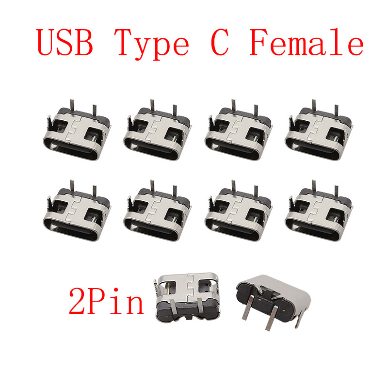 Connecteur USB Type C 2/6/16/24 broches, prise femelle, Port de chargement, SMD SMT PCB, soudure, bricolage, réparation, connecteurs de prise USB-C type-c, 10 pièces: vert militaire