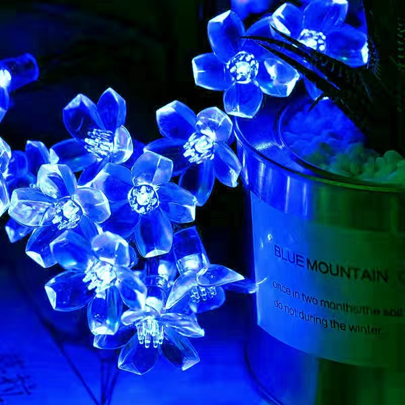 Cour extérieure solaire fée lumières fleurs de cerisier chaîne éclairage lampe pour jardin arrière-cour pelouse clôture Patio décor de noël: orange / 0-5W