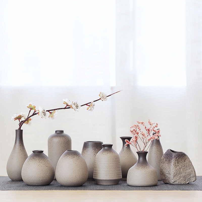 Kleine stenen vaas chinese zen bloemhouder vintage gedroogde bloemen bloem keramische decoratie huis tuin eenvoudige vazen