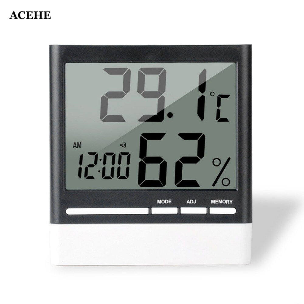 ACEHE Digital Electronic Thermometer Hygrometer Alarm Clock Temperature Humidity Monitor Stand Bracket Hanging Indoor Home Use