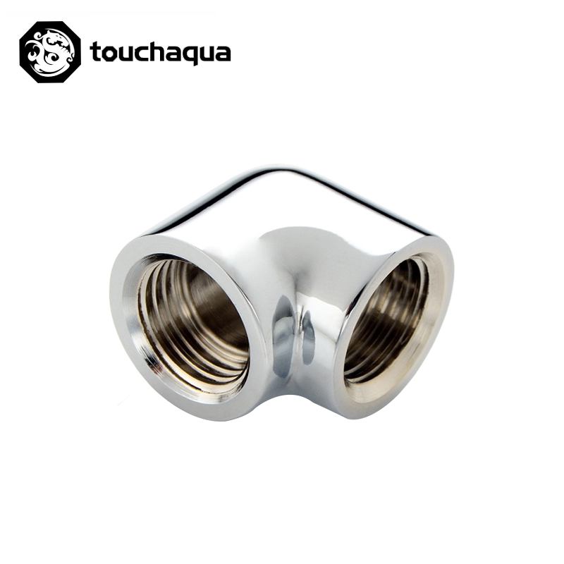 Bitspower touchaqua 90 graders armbåge dubbla inre  g1/4 " förlängningsbeslag svart, silver, ta -90 dia