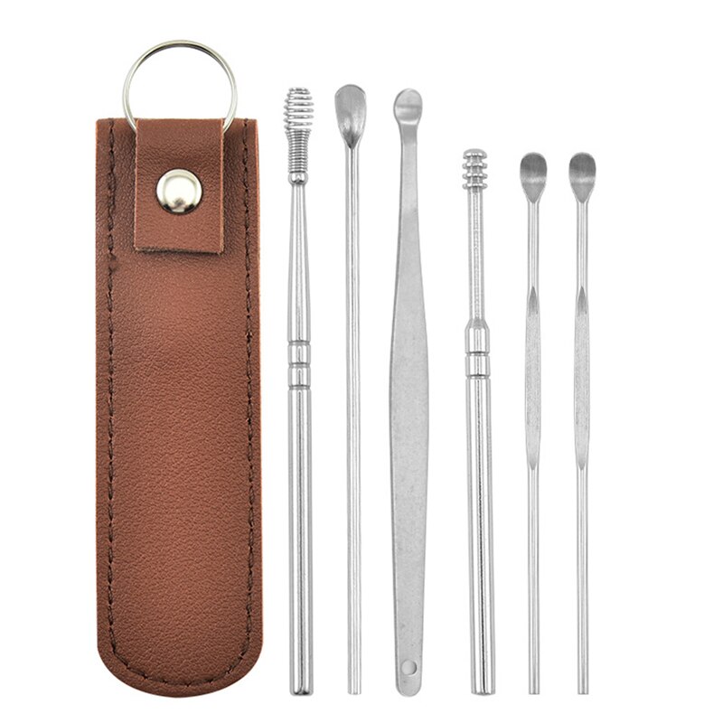 6 Pcs Pro Ear Wax Removal Cleaning Tools Ear Scoop Earpick Earwax Remover Ear Cleaner Stainless Steel Ear Extraction Tool: -N2
