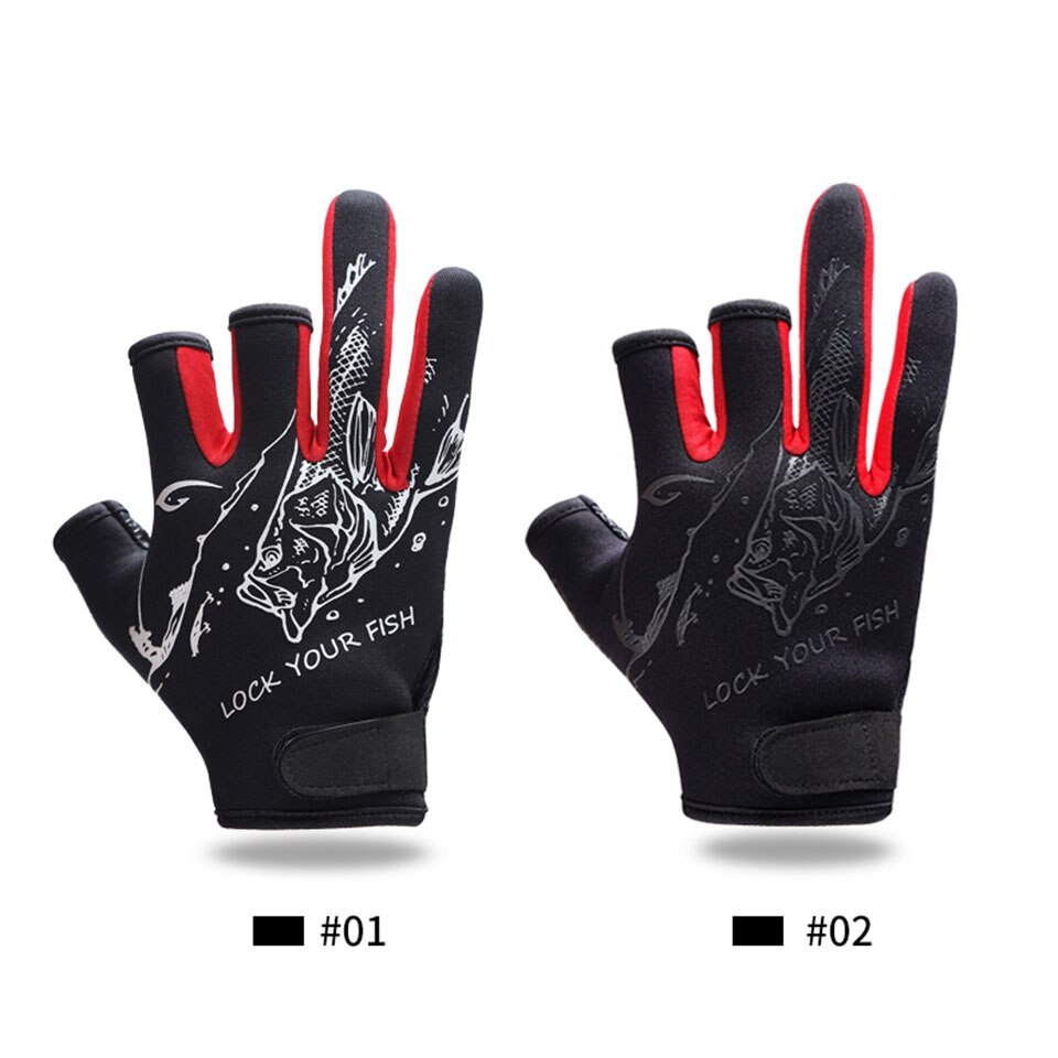 Fiskehandskar m/l/xl storlek skuren trefingerhandskar slitstarka fiskehandskar