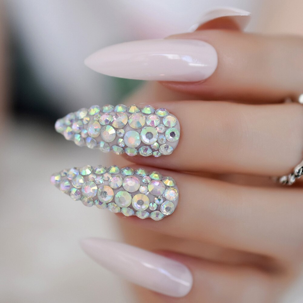 Faux ongles personnalisés Extra longs pour Salon de manucure, rose clair clair, UV, pour Festival, 24 Ct