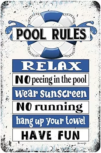 NO PEEING In The POOL Tin Sign, No Peeing in the Pool Signs, Swimming Pool: Green