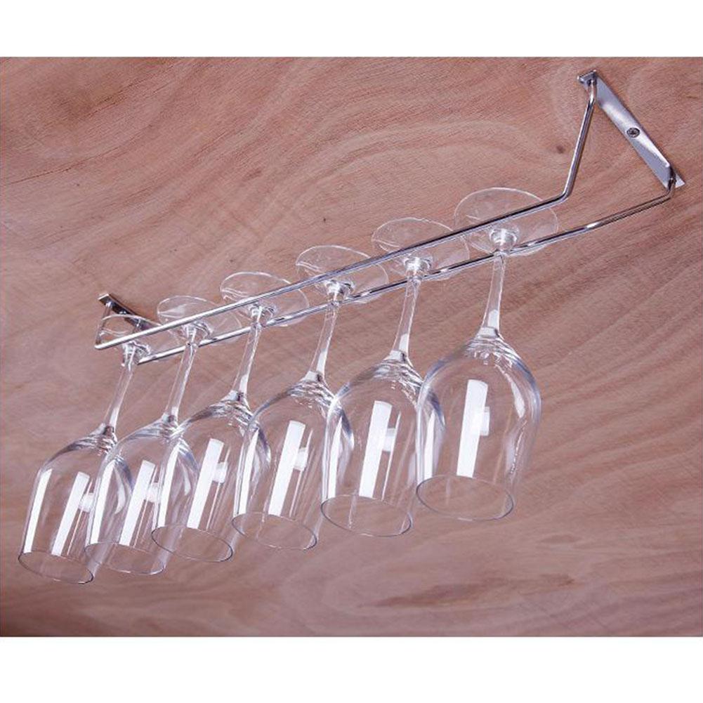 1 Pcs 1-5 Rows Stainless Steel Wall Mount Stemware Wine Glass Hanging Rack Holder Shelf: 1 row with screws