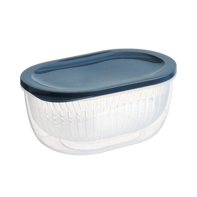Green Onion Crisper Kitchen Ginger Garlic Storage Box Refrigerator Fruit Portable Square Freshness Preservation Drain Seal Box: blue