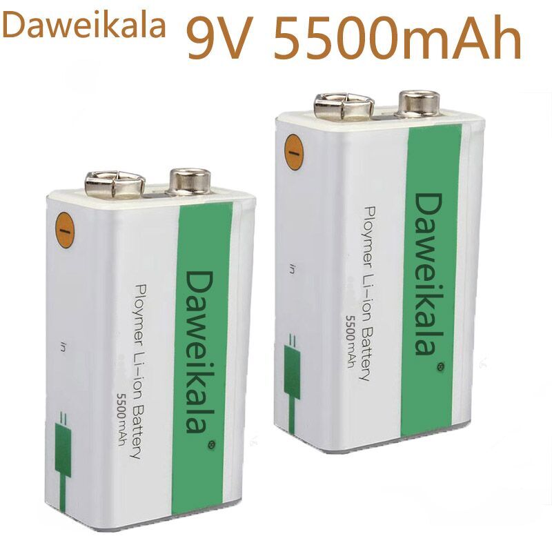 9V Li-ion battery USB cycle charging battery 9V 5500mAH is suitable for camera and other series of electronic products+USB line