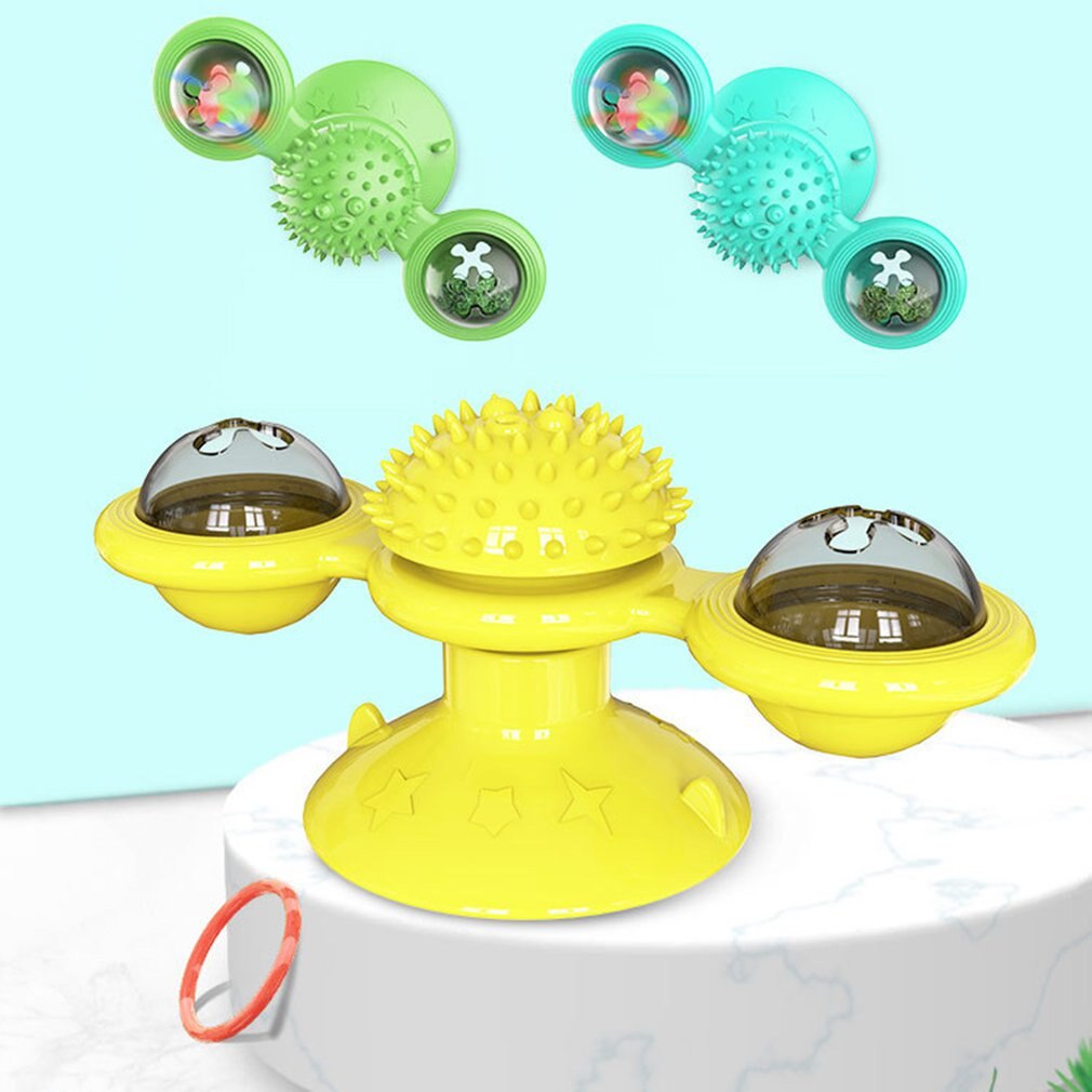 Windmill Toys for Cats Puzzle Whirling Cat Game Turntable Cat Toys Teasing Interactive Toys with Massage Itchy Tickle