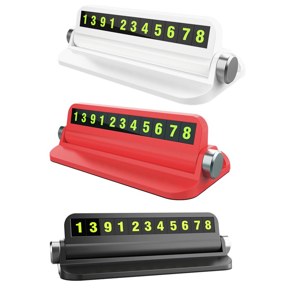 6 In 1 Lichtgevende Auto Parking Nummerplaat Auto Tijdelijke Parkeerkaart Sticker Auto Tijdelijke Stop Teken Telefoon Houder Card inserter