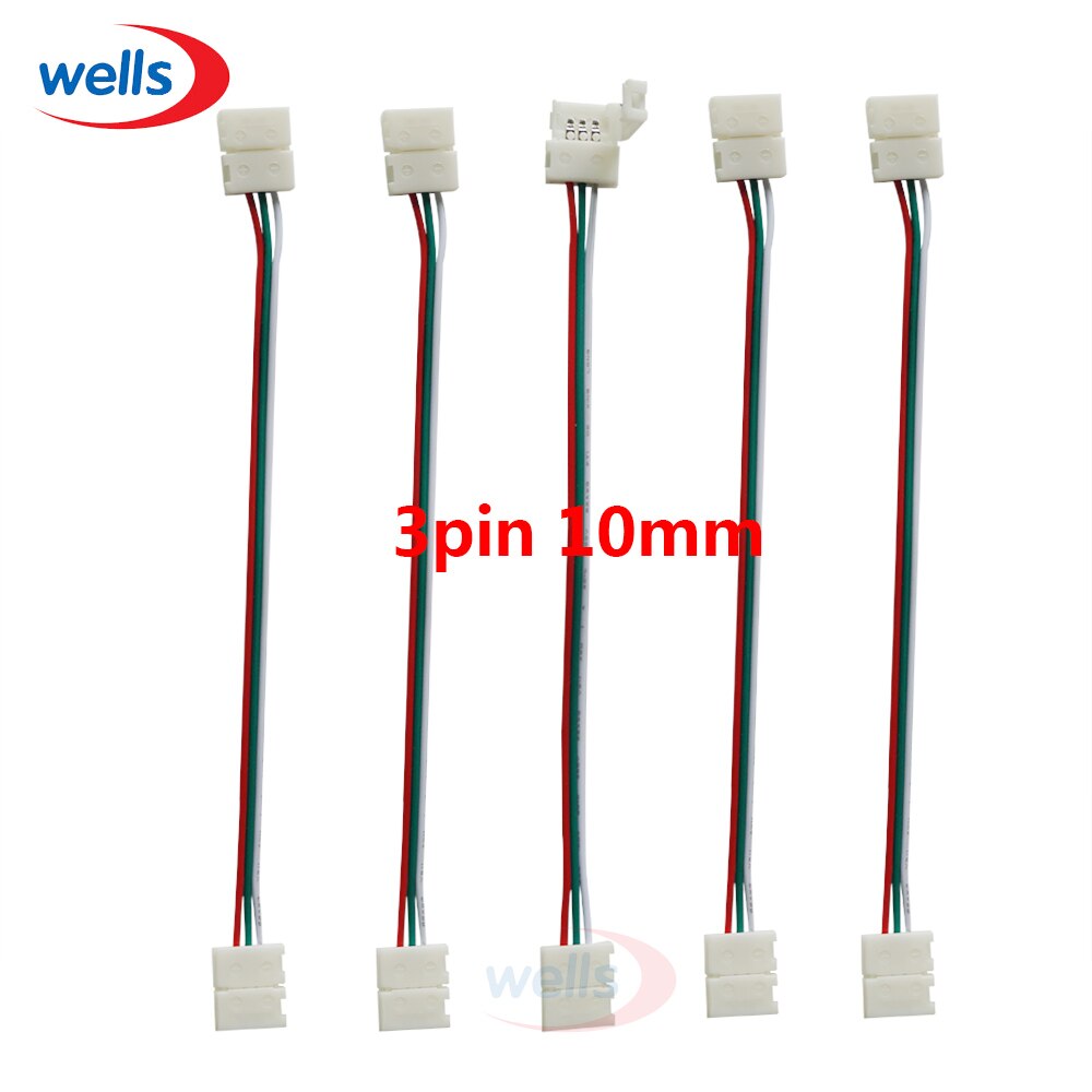 5 Pcs 8mm10mm 2pin 3pin 4pin Enkele Dubbele Connector Kabel Voor Enkele Kleur 3528 5050, WS2811 WS2812B 5050 Rgb Led Strip Licht