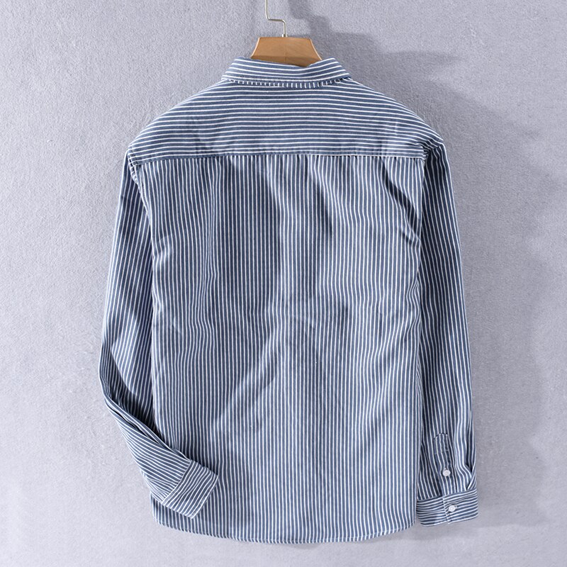 Winter en herfst gestreept met fluweel warm overhemd heren casual comfortabele overhemden voor heren streep chemise camisa