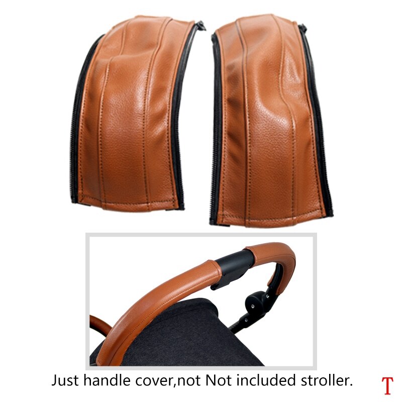 Handvat Covers Voor Cybex Eezy S Twist (+) 2 / Eezy S 2 Wandelwagen Kinderwagen Lederen Mouw Beschermende Gevallen Covers Kinderwagen Accessoires: mom 2pcs brown