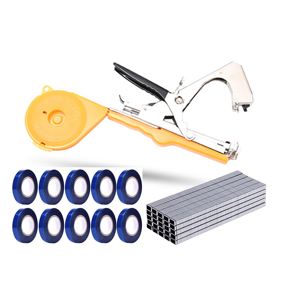 Garden Tool Plant Tying Tapener Hand Tying Binding Machine Vine Branch Machine Tied Twig Gun Strapping Vegetable Grape Stem: a whole set blue
