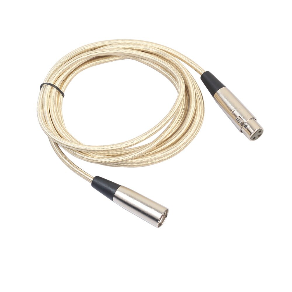 3- pins xlr mannelijke naar vrouwelijke microfoon audiokabel verlengkabel audio gevlochten afscherming microfoonkabel gouden draad lijn 0.3m/1m/1.8m/3m