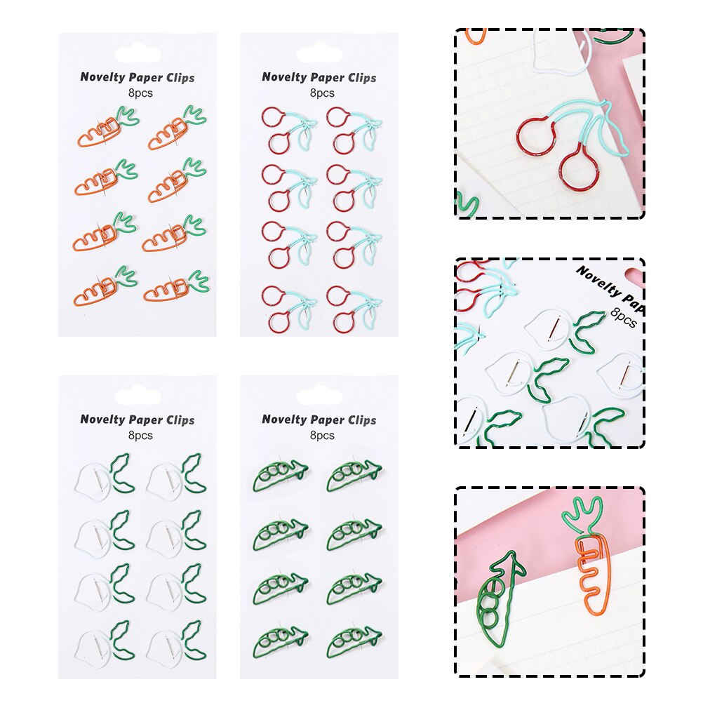 32pcs Office Paper Clips Metal Clips Cartoon Paper Clamps for Office Use