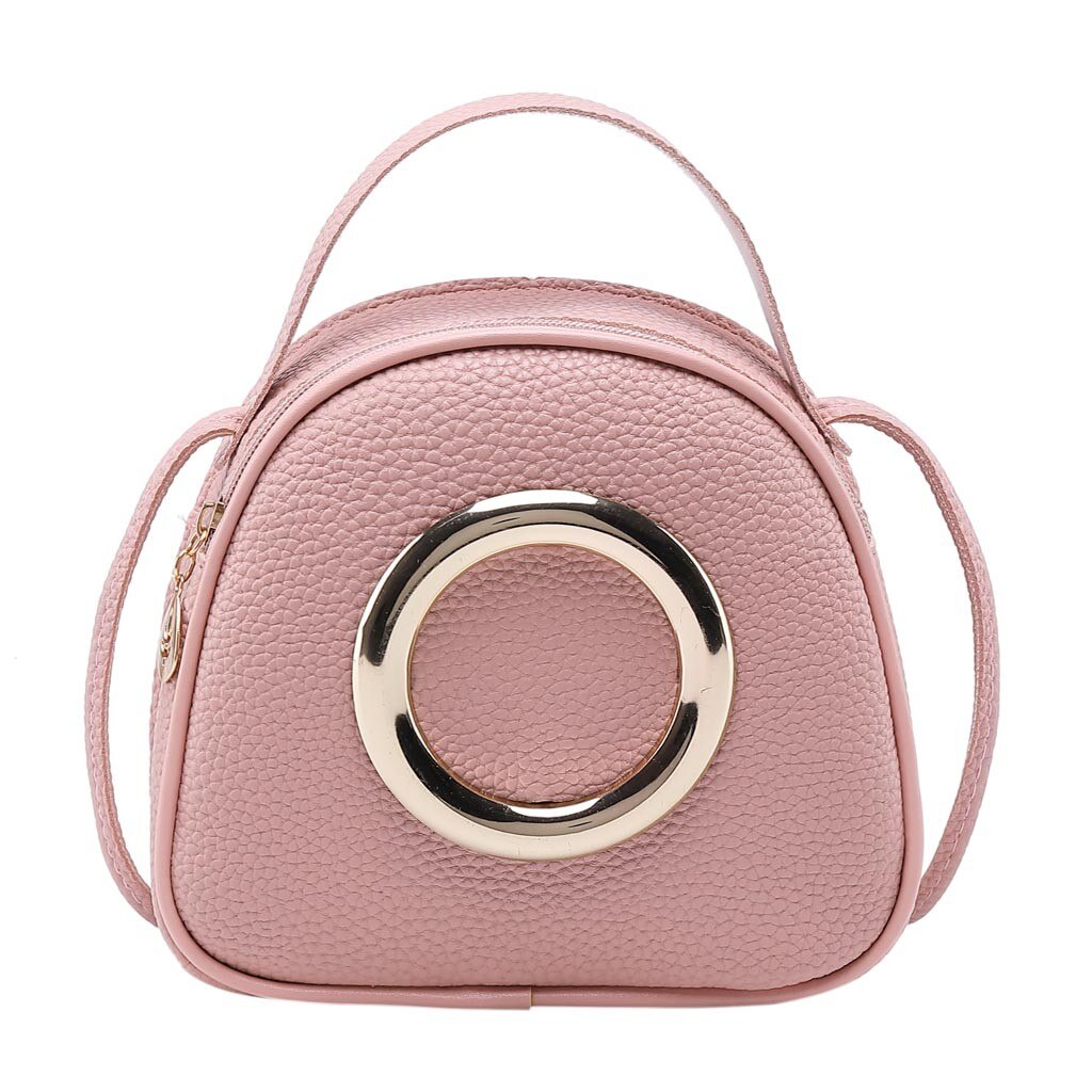 Women Solid Shoulder Bag Leather Cute Girl Small Handbag Versatile Luxury Women Messenger Bag: Pink