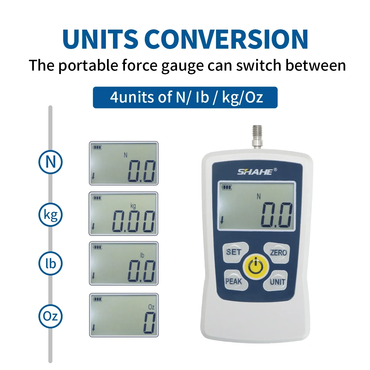 SHAHE Portable Digital Push Pull Force Gauge Force Test Equipment Dynamometer 1% High Accuracy AMF