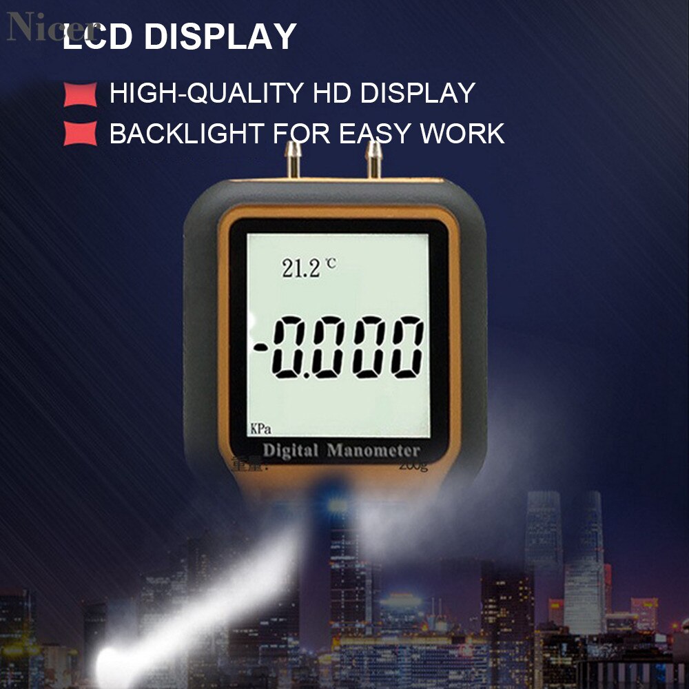 Manometer Gas Pressure Tester Digital Air Pressure Meter Differential Gauge HVAC Gas Tester 12 Selectable Units Of Measure