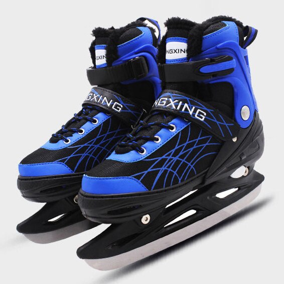 Patines de hockey sobre hielo para niños y adultos, patines ajustables para principiantes, zapatillas gruesas de patinaje de velocidad, patines cálidos