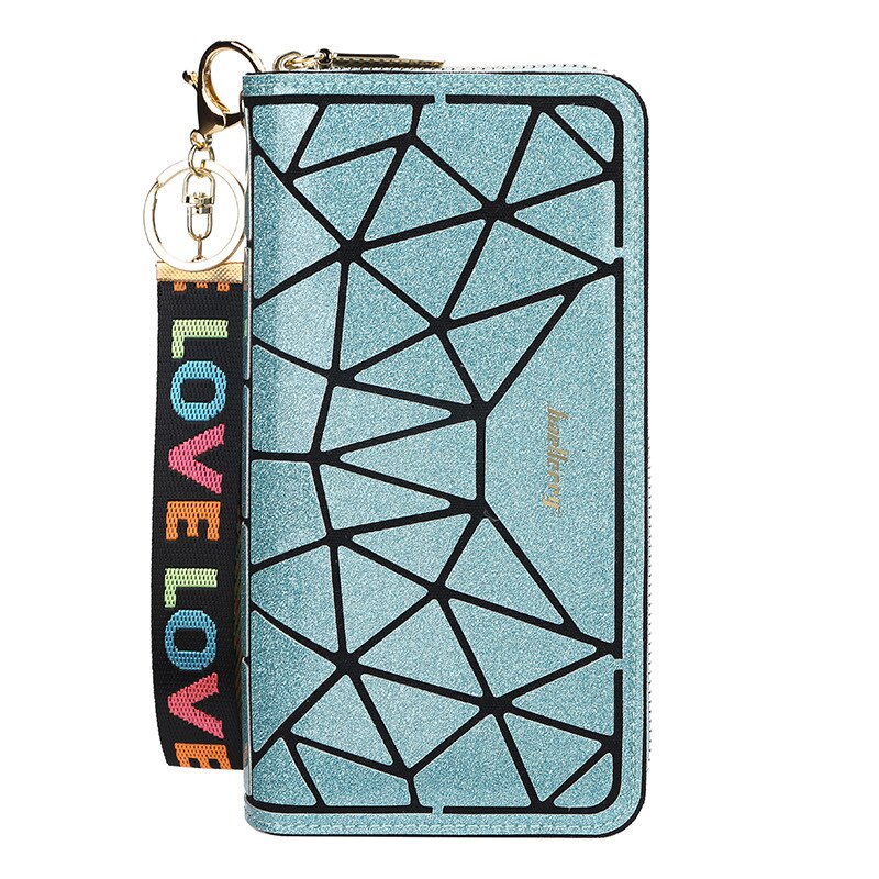 Baellerry top leren dames portemonnees koreaanse telefoon portemonnee clutch leren kaarthouder geometrische portemonnee portemonnee: Blauw