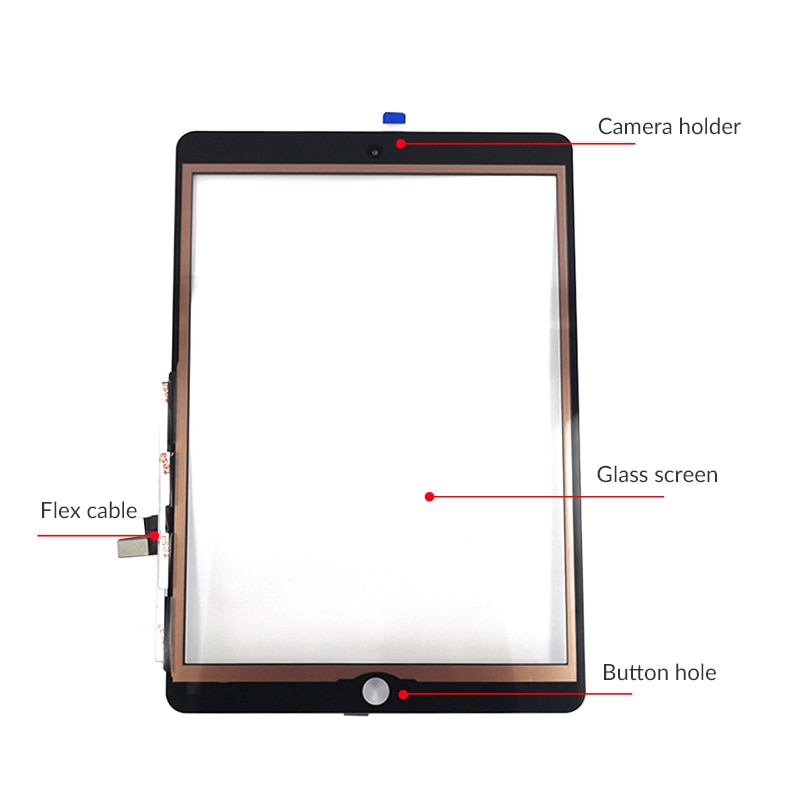 Touch screen For iPad 7 A2197 A2200 A2198 Glass Digitizer Panel LCD Outer Display Replacement Sensor Glass With Home Button