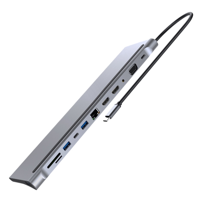 12 in 1 USB Typ C Hub Adapter Laptop Docking Bahnhof HDMI VGA RJ45 PD für HP Lenovo Oberfläche Kompatibel: Default Title