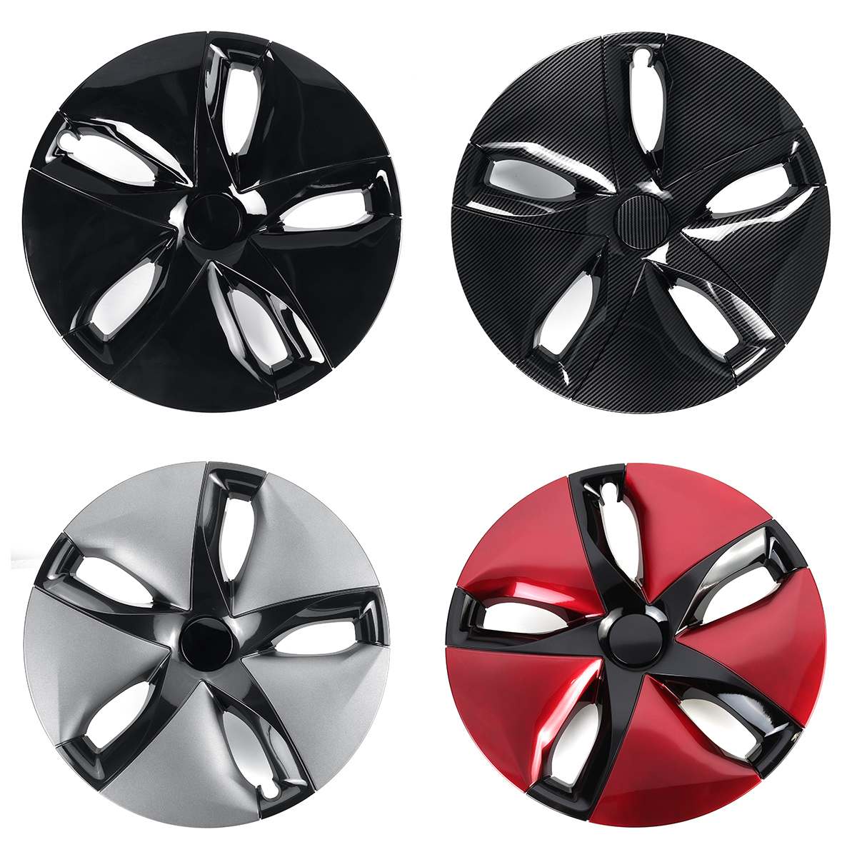 Car Wheel Cover Hubcaps Hub Covers Caps Wheel Wrap 18 inch For Tesla Model 3 Gloss Black Red Carbon friber Gray