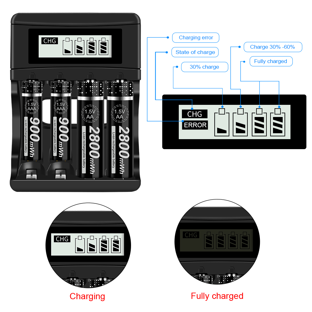 PALO AA 1.5 V Li-ion Rechargeable battery 1.5V AA lithium battery 3400 mWh AA batteries for Clocks, mice, computers, toys so on
