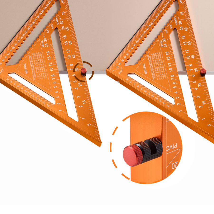 IMBOT Aluminum Alloy Double Scale Triangle Ruler Angle Ruler Carpenter Triangle Square Rafter Tool Mensurement Tool for Woodwork: indigo